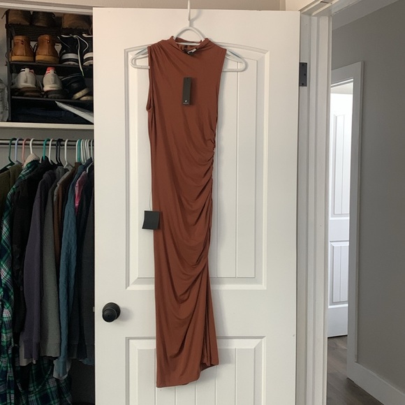 Elevated Presence Sleeveless Ruched Funnel Neck Midi Dress -NWT! - Picture 9 of 11